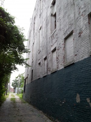 View along alley