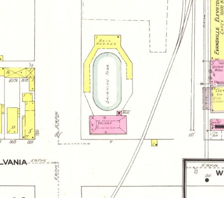 Map of the new West Side Pool (bath houses have been added and the reservoir converted to a pool)