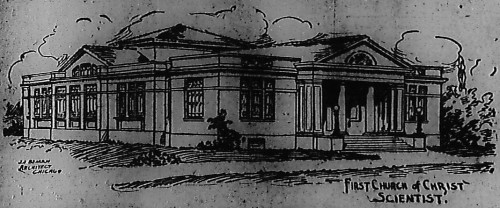 Architect's sketch of the new First Church of Christ, Scientist